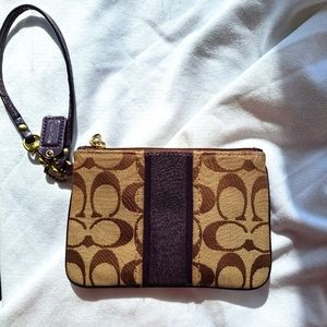 Coach Wristlet in Tan n Purple